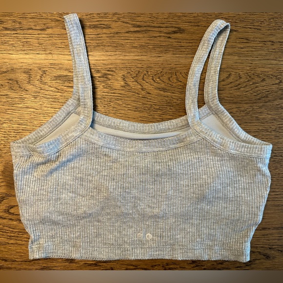 ALO Ribbed Crop Whispers Bra Tank Medium - Picture 4 of 6